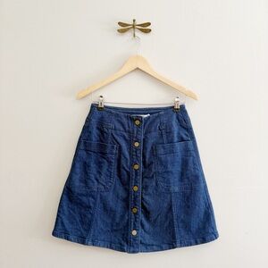 Boden Isabelle Denim Button-Front A-Line Knee Length Skirt
